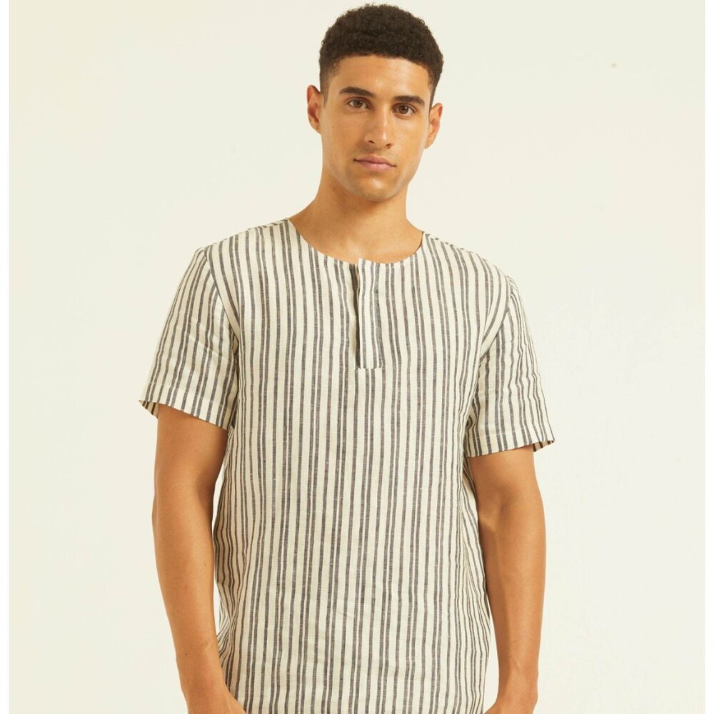 🇮🇳 - Dash & Dot: NWT Linen Stripe Popover Shirt